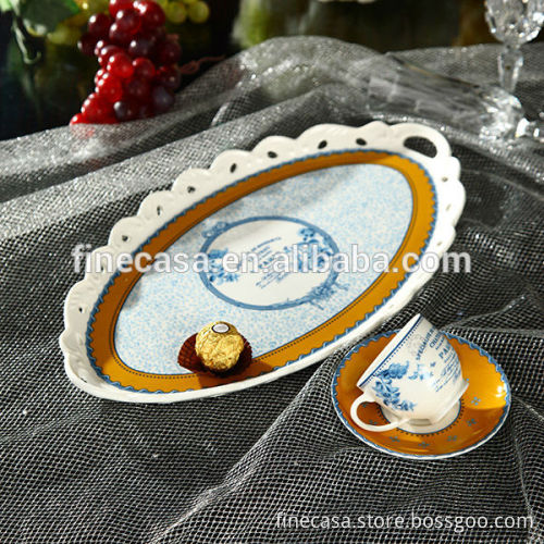 3 Pieces Elegant New Bone China Coffee Set of New Classic